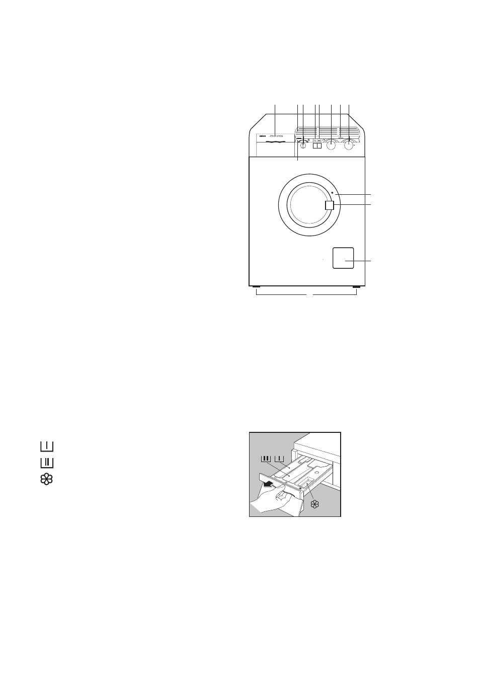 Description of the appliance, Door locked pilot light, Detergent dispenser drawer | Zanussi WJS 1397 W User Manual | Page 5 / 31