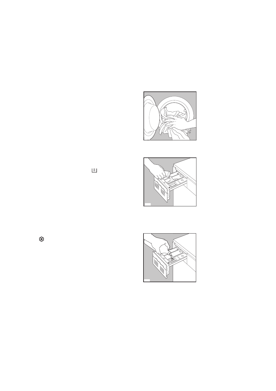 Load the laundry, Measure out the detergent, Measure out the fabric softener | Select the required option | Zanussi WJS 1397 W User Manual | Page 9 / 31