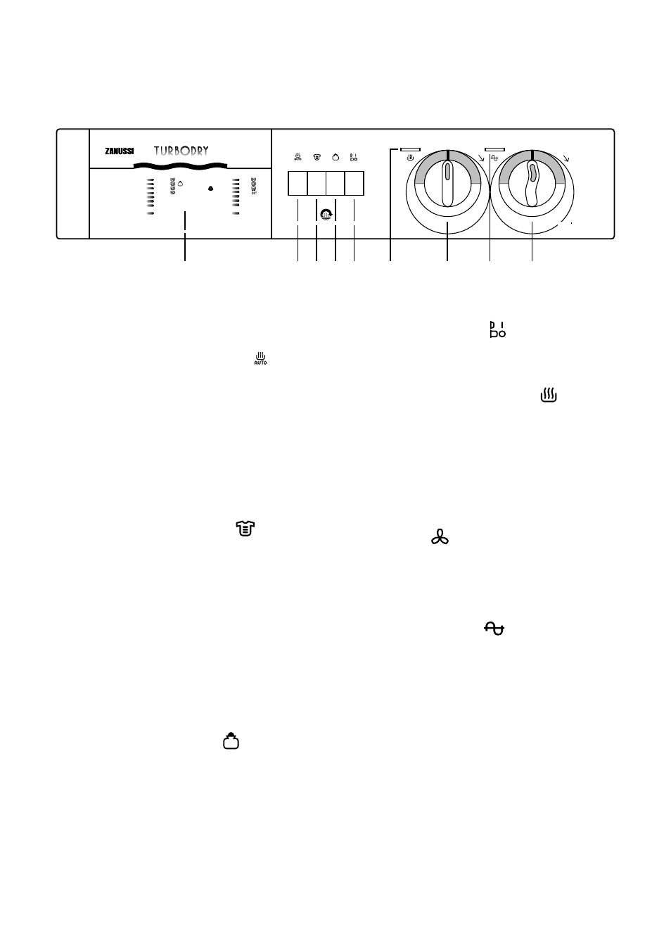 The control panel, 5 on/off button, 6 drying indicator light | 7 drying time selector dial, 8 mains-on light, 9 programme selector dial, 1 programme guide 2 wash’n’dry button, 3 heavy soil button, 4 economy button, Cooling phase | Zanussi WDS 1183 W User Manual | Page 6 / 31