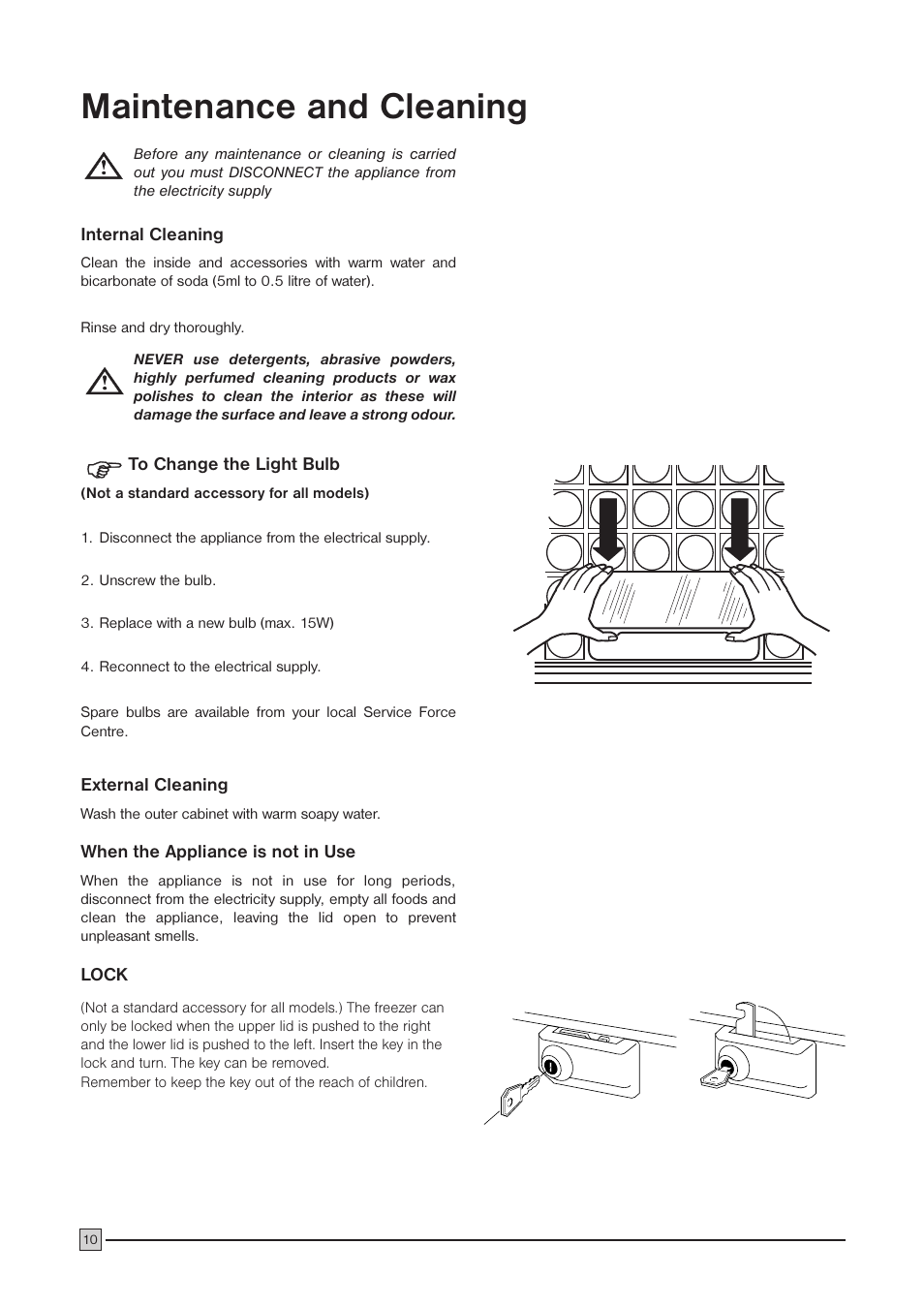 Maintenance and cleaning | Zanussi ZCF 52 C User Manual | Page 10 / 16