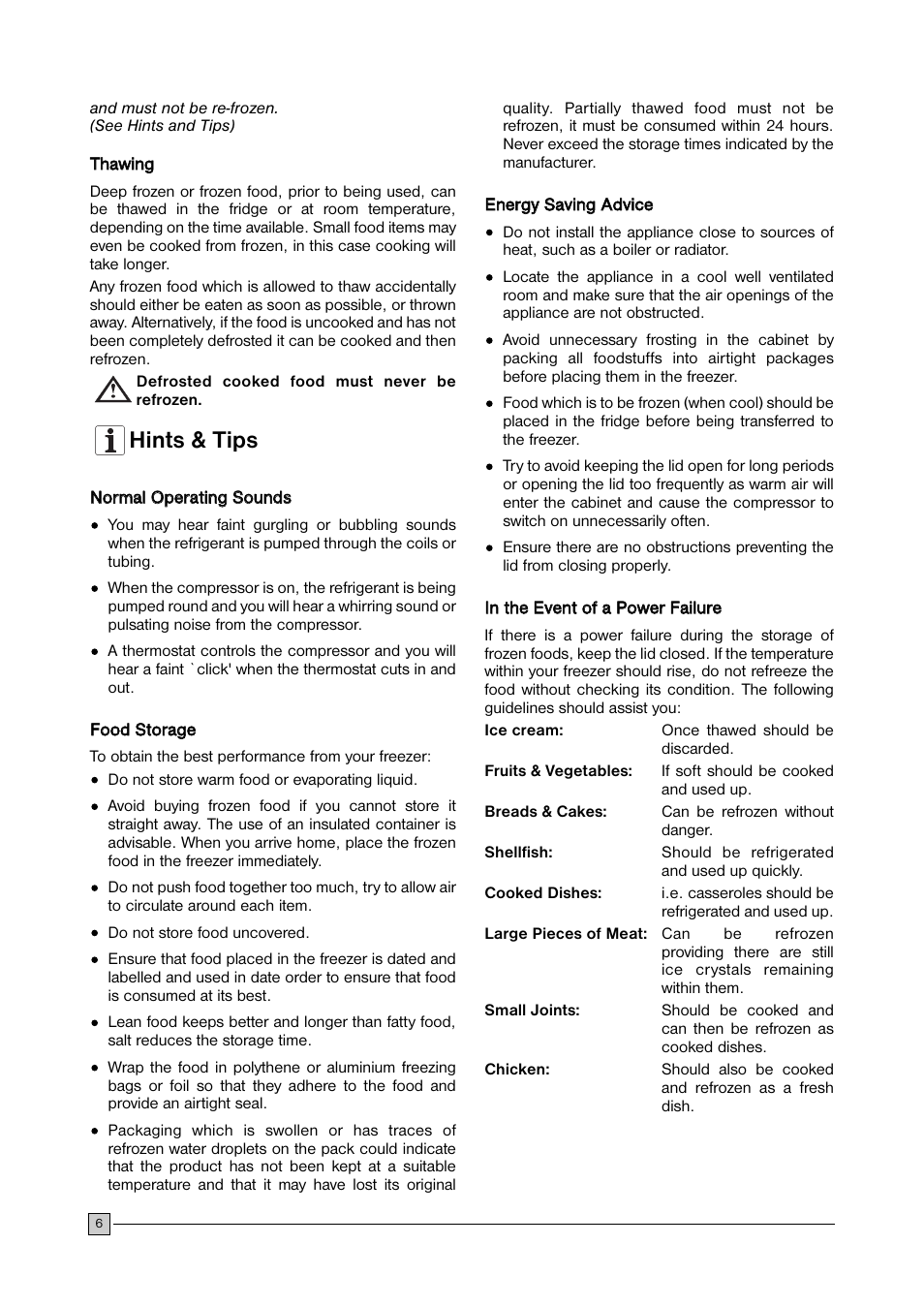 Hints & tips | Zanussi ZFC103 User Manual | Page 6 / 12