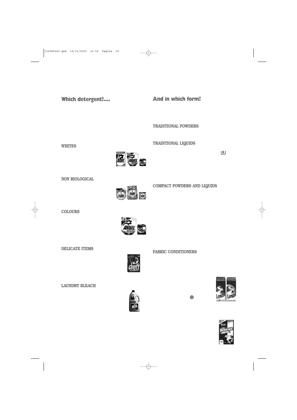 And in which form, Which detergent | Zanussi ZWF 1451W User Manual | Page 18 / 32