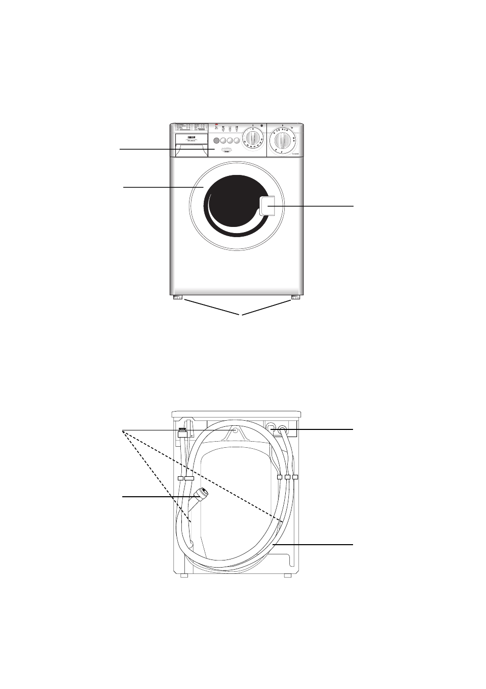 Description of the appliance, Machine front, Machine rear | Zanussi FC 1200W User Manual | Page 4 / 20