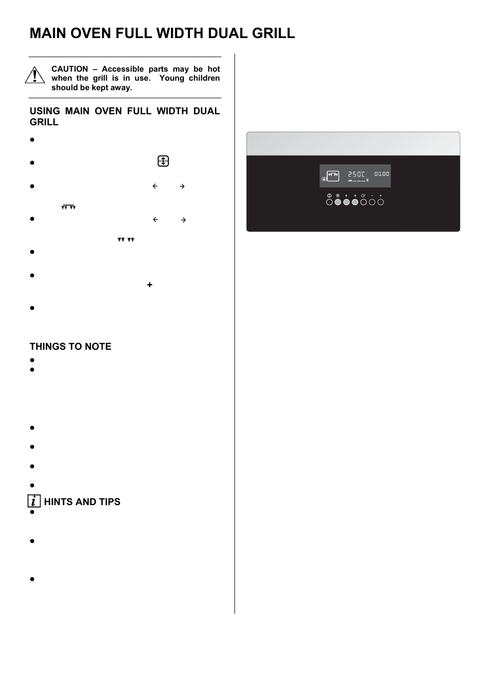 Main oven full width dual grill | Zanussi ZOD 685 User Manual | Page 19 / 48
