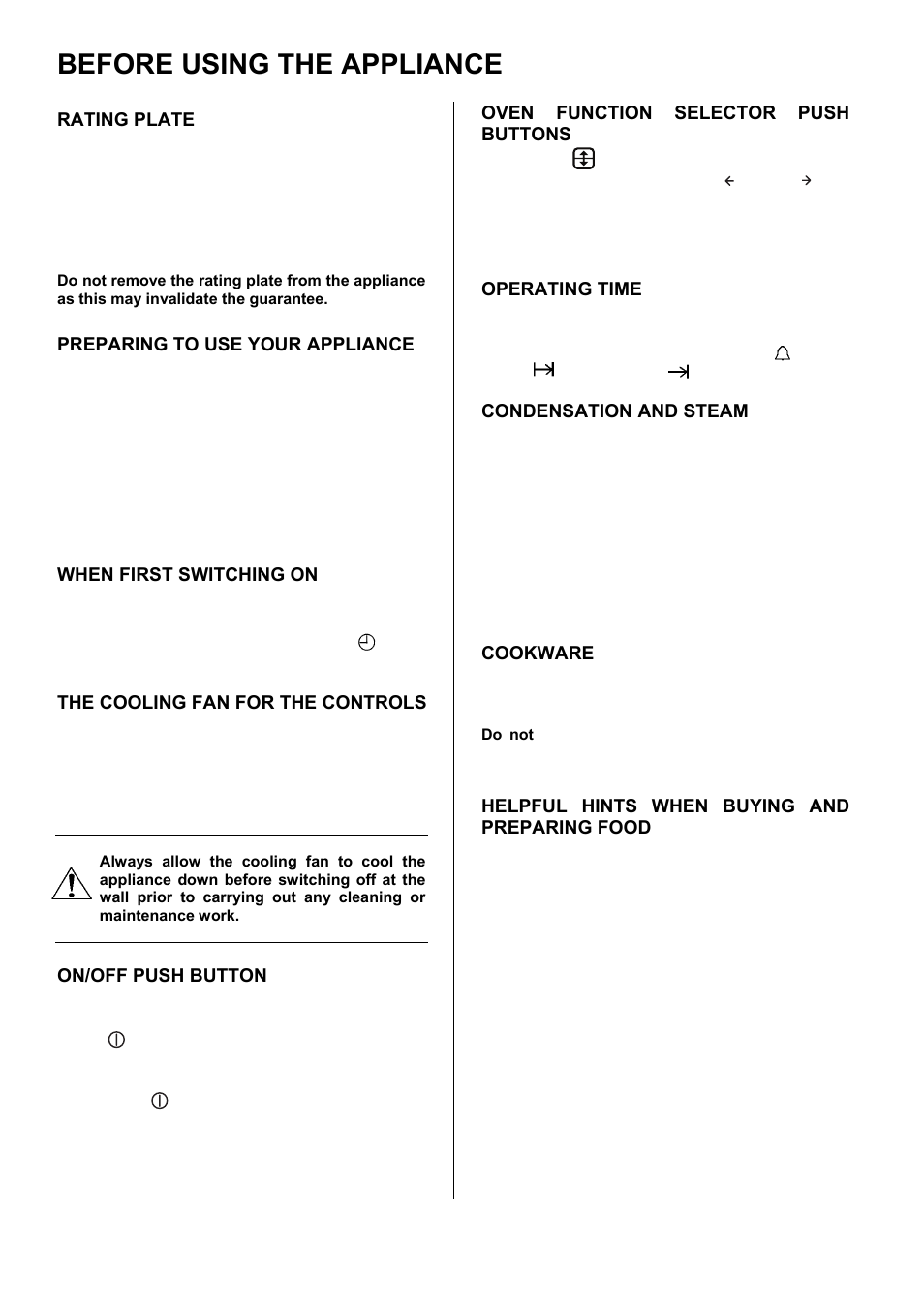 Before using the appliance | Zanussi ZOD 685 User Manual | Page 7 / 48