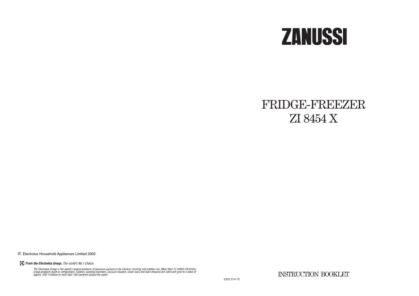 Zanussi ZI 8454 X User Manual | 20 pages
