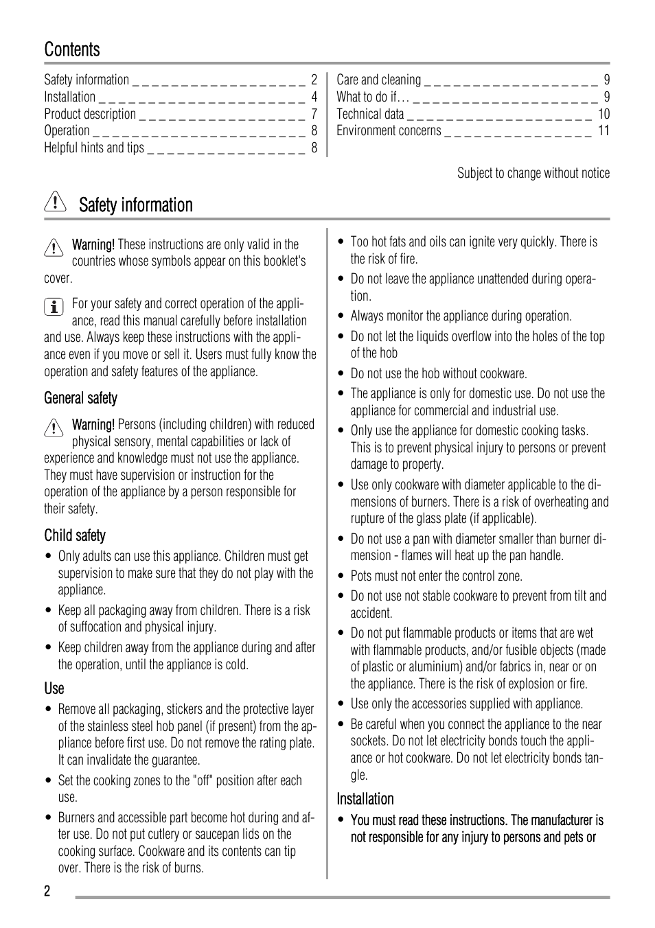 Zanussi ZGL62IT User Manual | Page 2 / 16