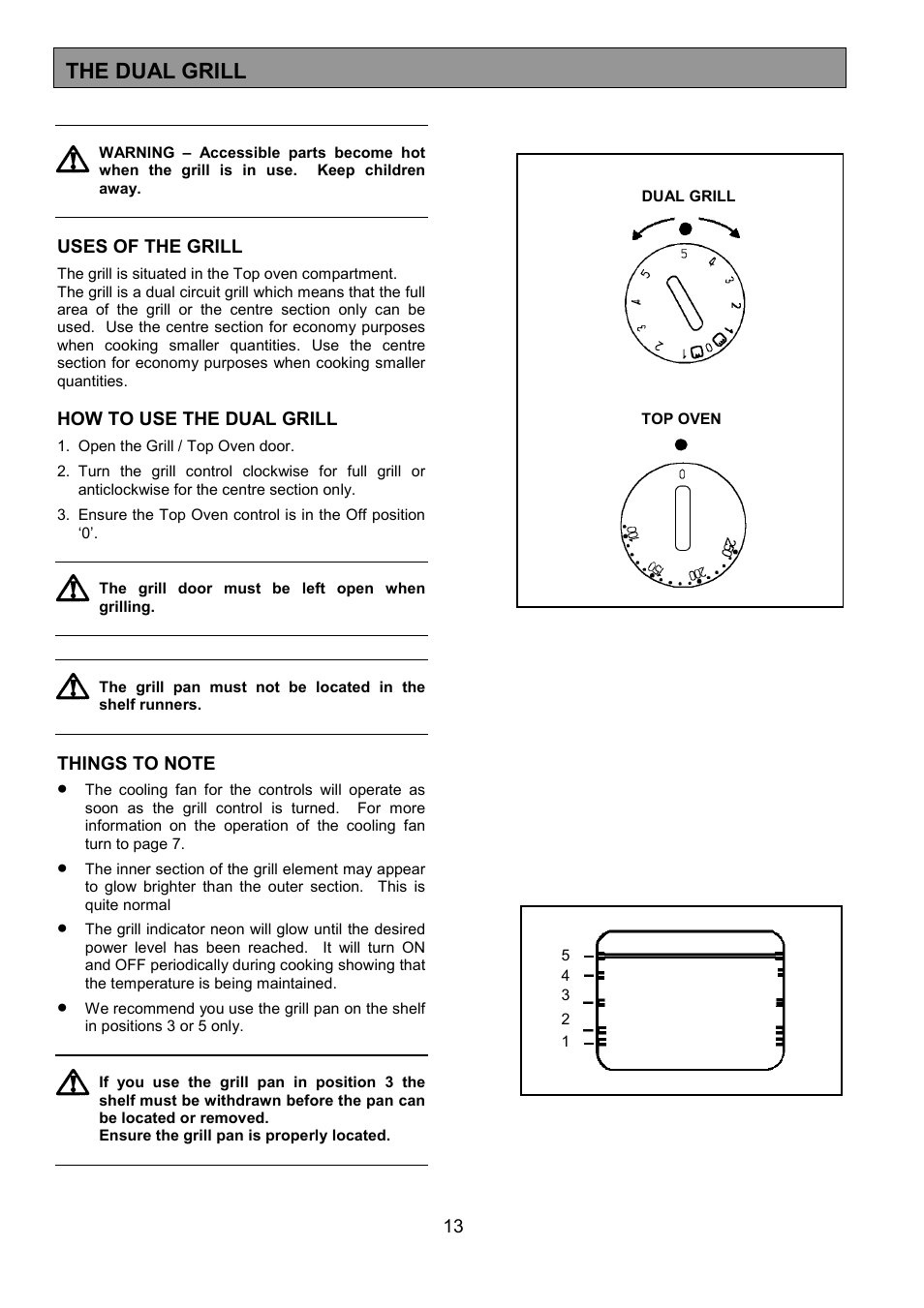 The dual grill | Zanussi ZHF 470 User Manual | Page 13 / 44
