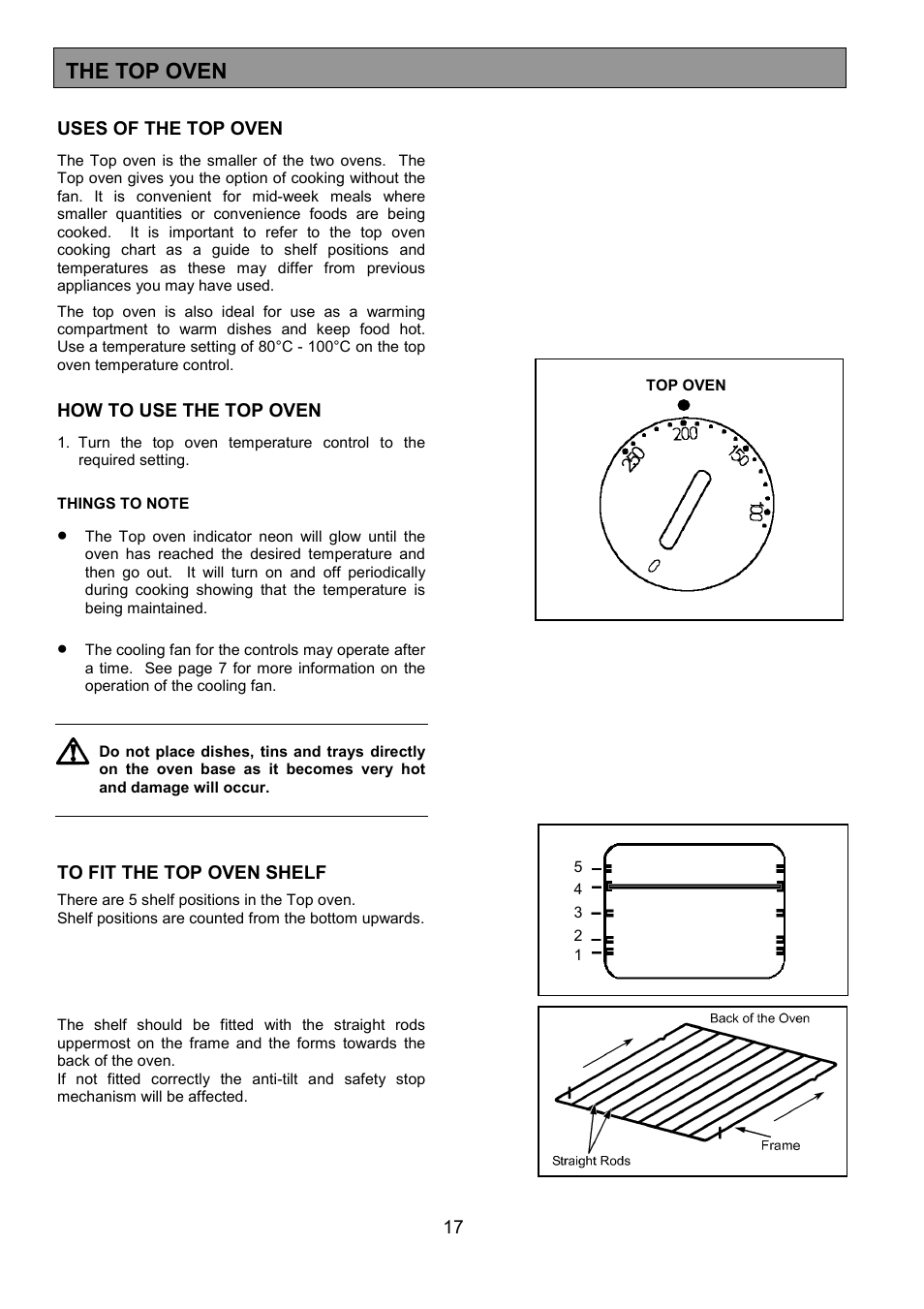 The top oven | Zanussi ZHF 470 User Manual | Page 17 / 44