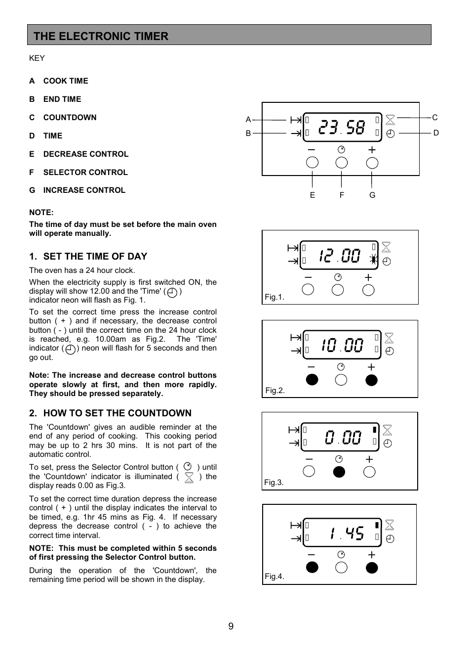 The electronic timer | Zanussi ZHF 470 User Manual | Page 9 / 44