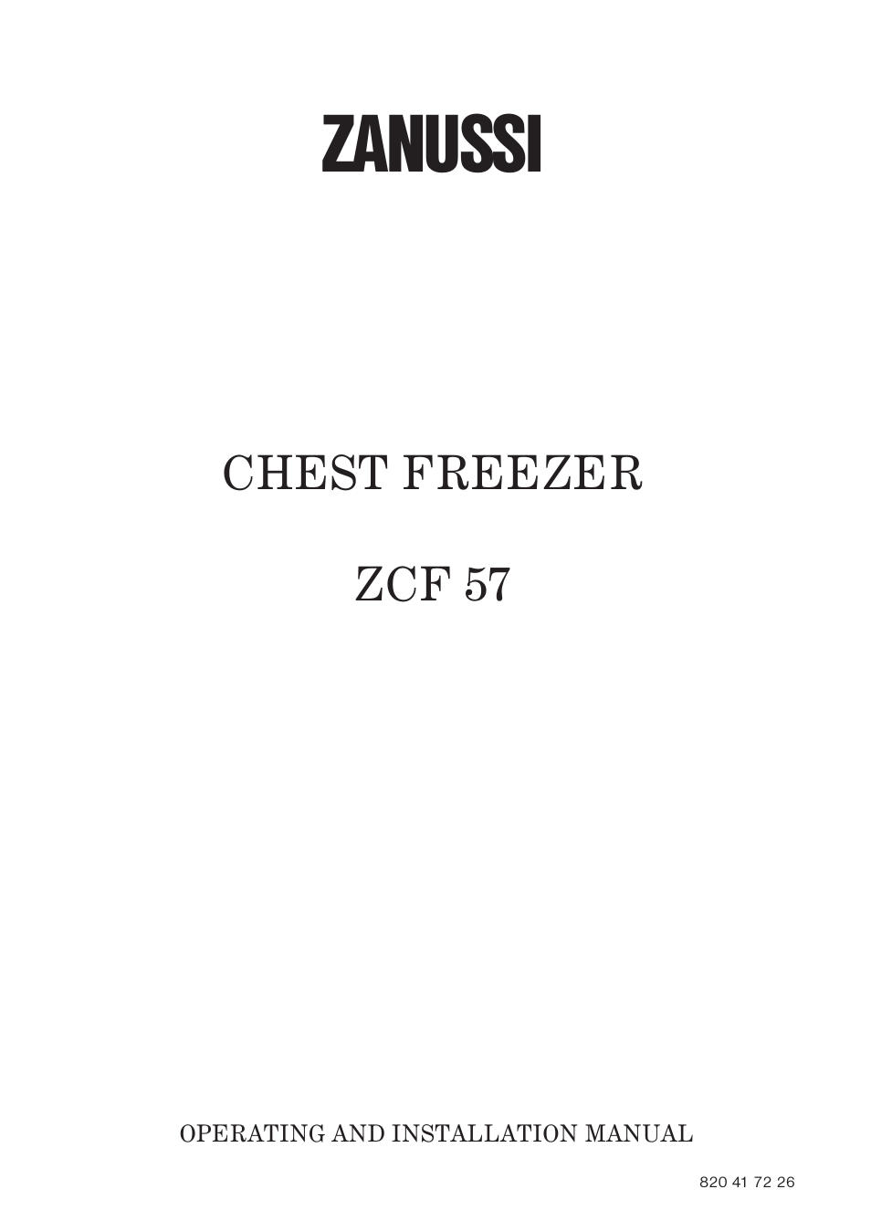 Zanussi ZCF 57 User Manual | 16 pages