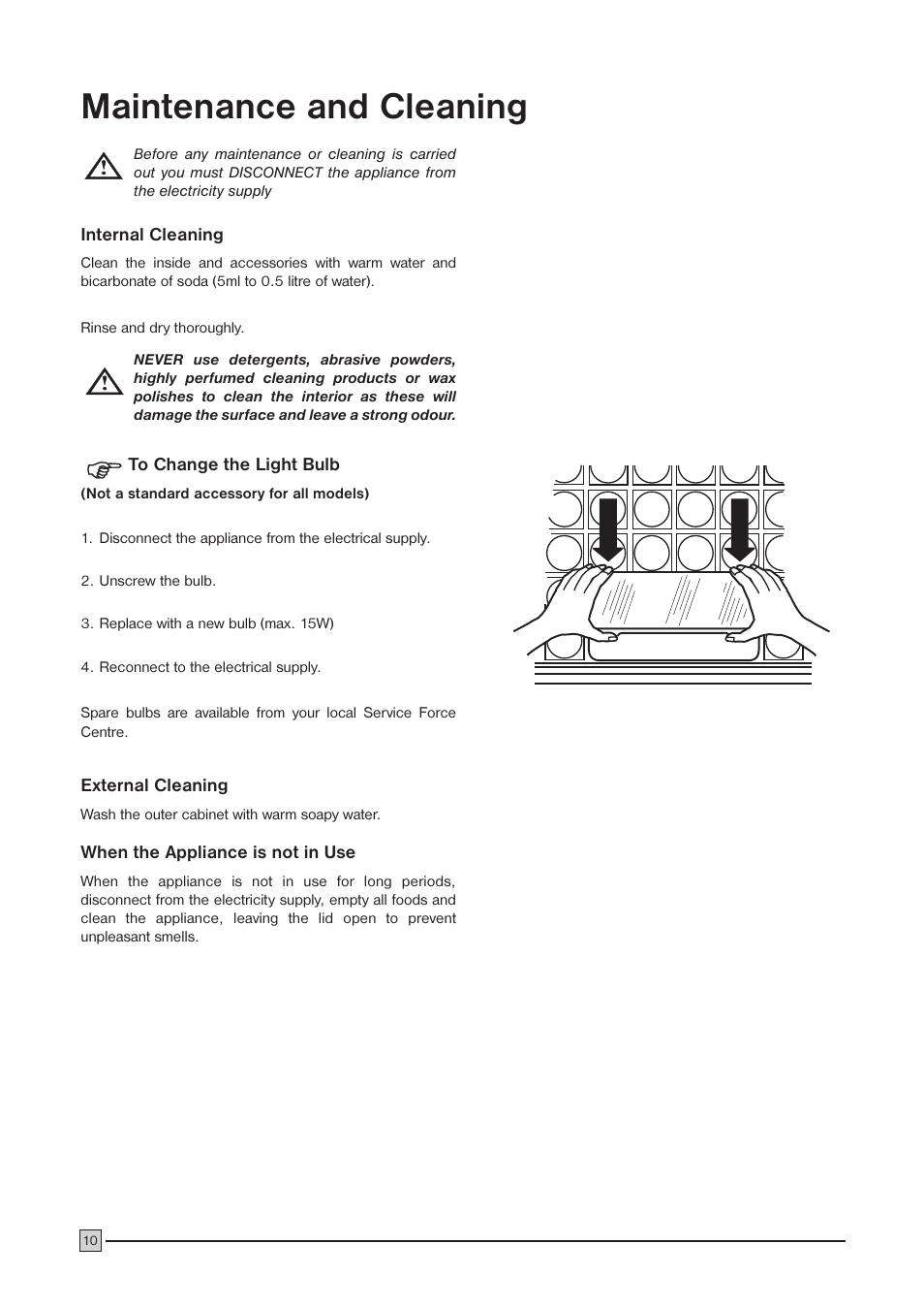 Maintenance and cleaning | Zanussi ZCF 57 User Manual | Page 10 / 16