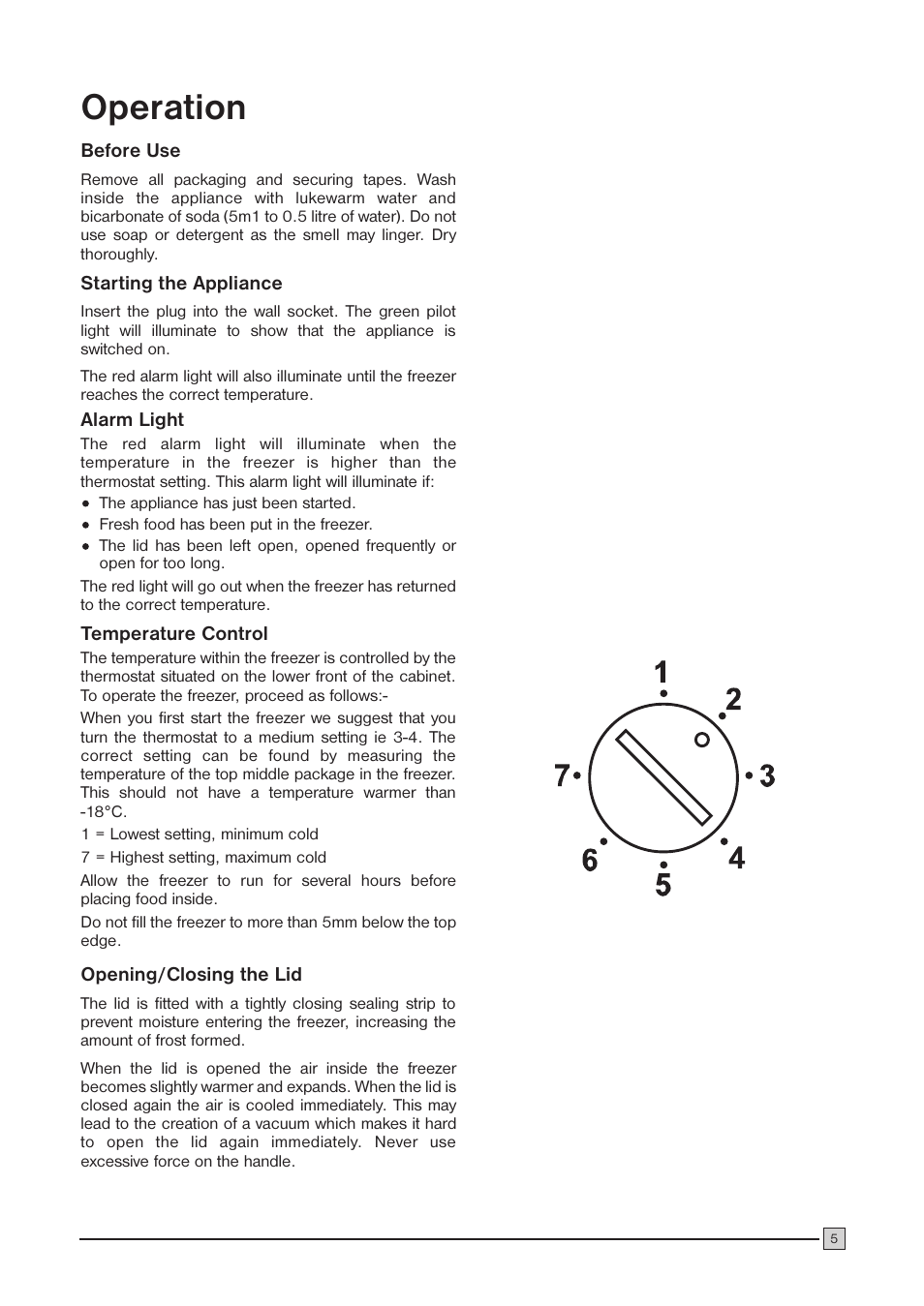 Operation | Zanussi ZCF 57 User Manual | Page 5 / 16