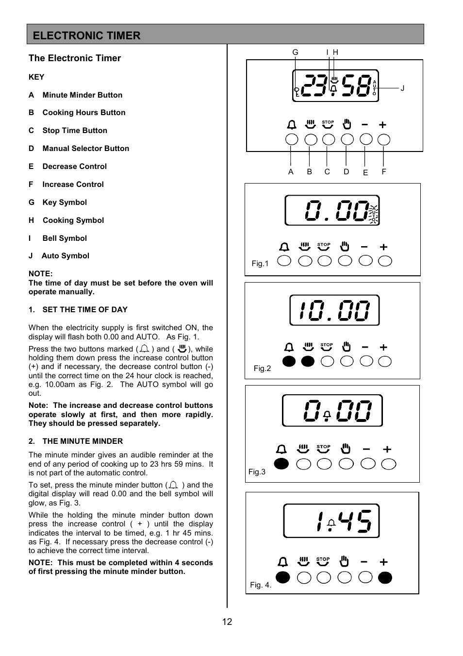 Electronic timer, 12 the electronic timer | Zanussi ZCE 7701 User Manual | Page 12 / 36