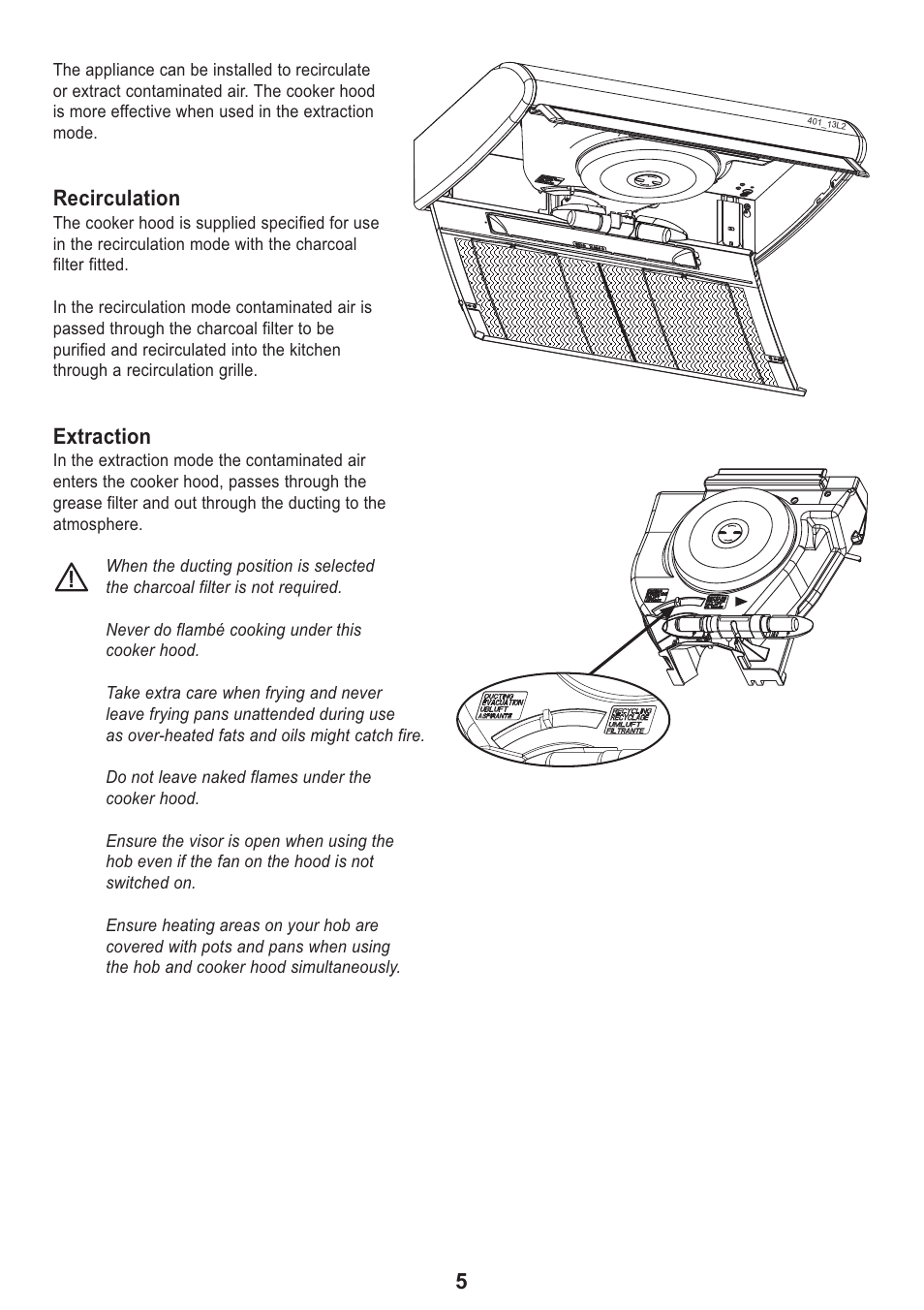 Recirculation, Extraction | Zanussi ZHT 610 User Manual | Page 5 / 20