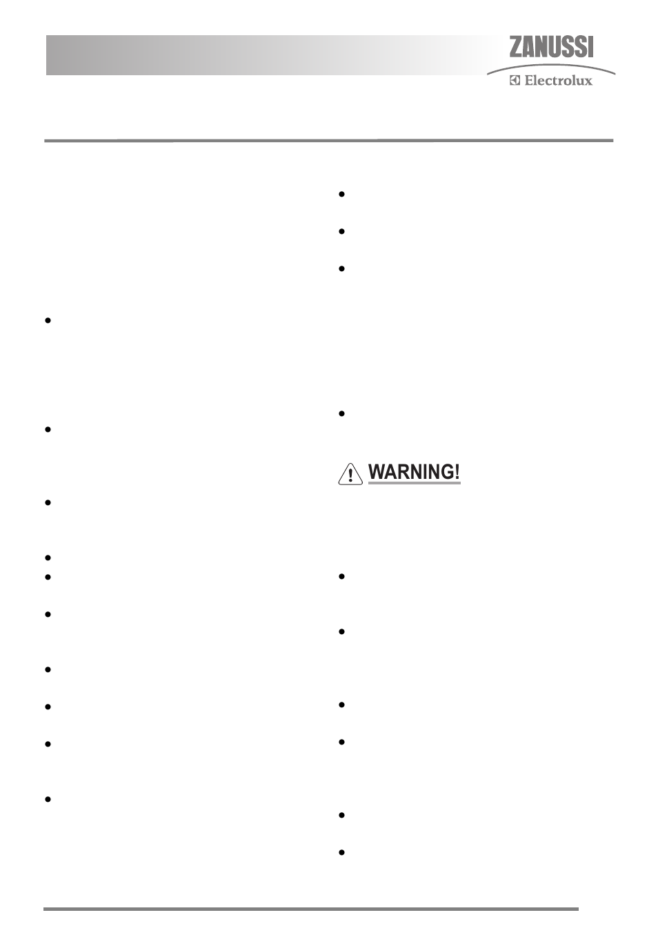 Important safety instructions, Installation, Child safety | During use, Warning | Zanussi ZKG5030 User Manual | Page 3 / 36