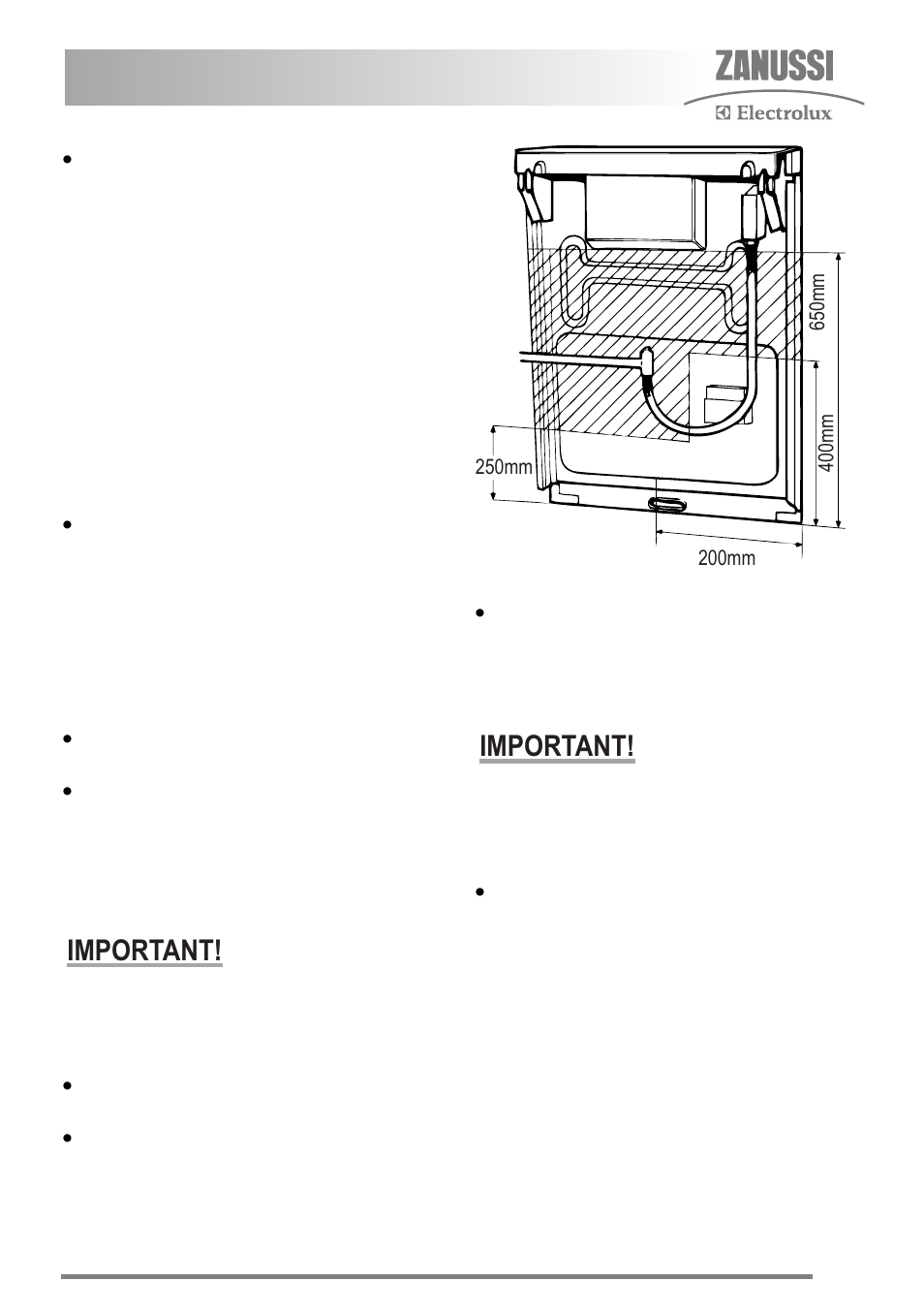 Leveling the appliance, Connecting to gas supply, Fitting the stability bracket | Important | Zanussi ZKG5030 User Manual | Page 31 / 36