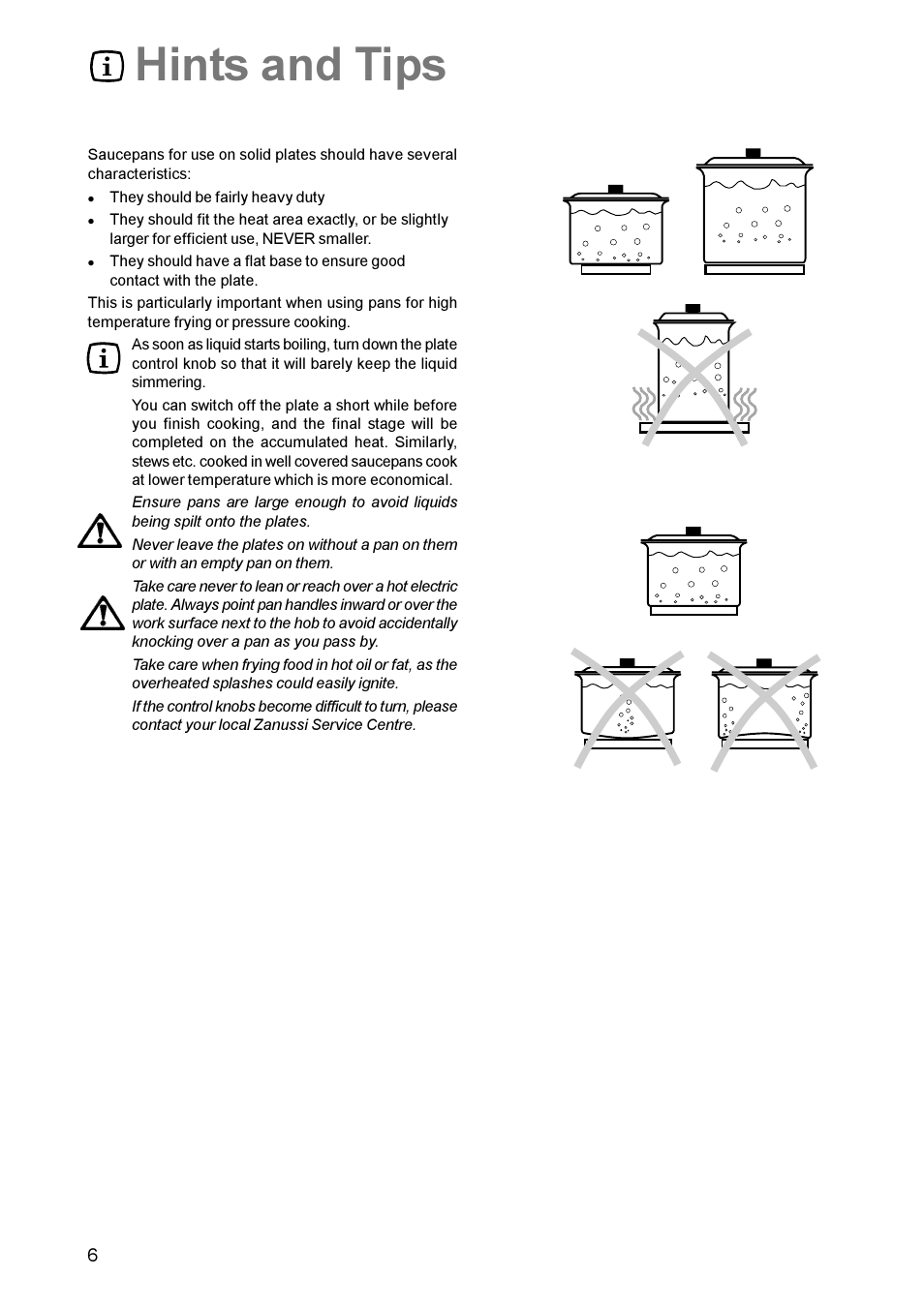 Hints and tips | Zanussi ZCE 611 User Manual | Page 6 / 24