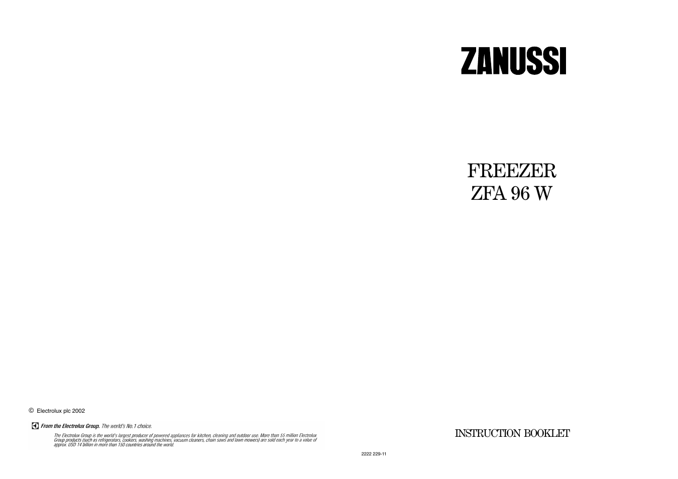 Freezer zfa 96 w | Zanussi ZFA 96 W User Manual | Page 20 / 20
