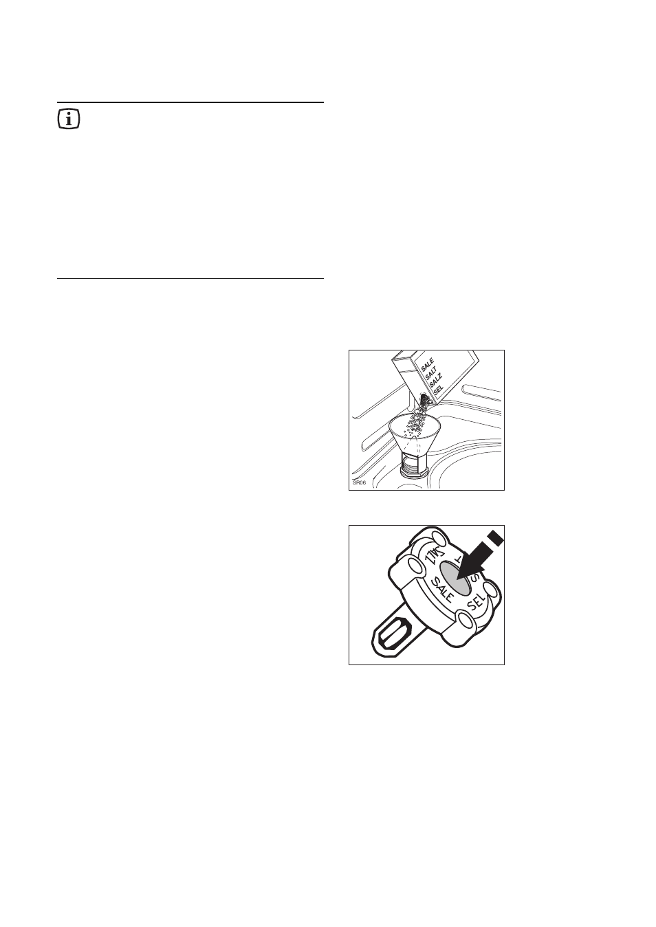 Filling with salt | Zanussi DWS 935 User Manual | Page 6 / 24