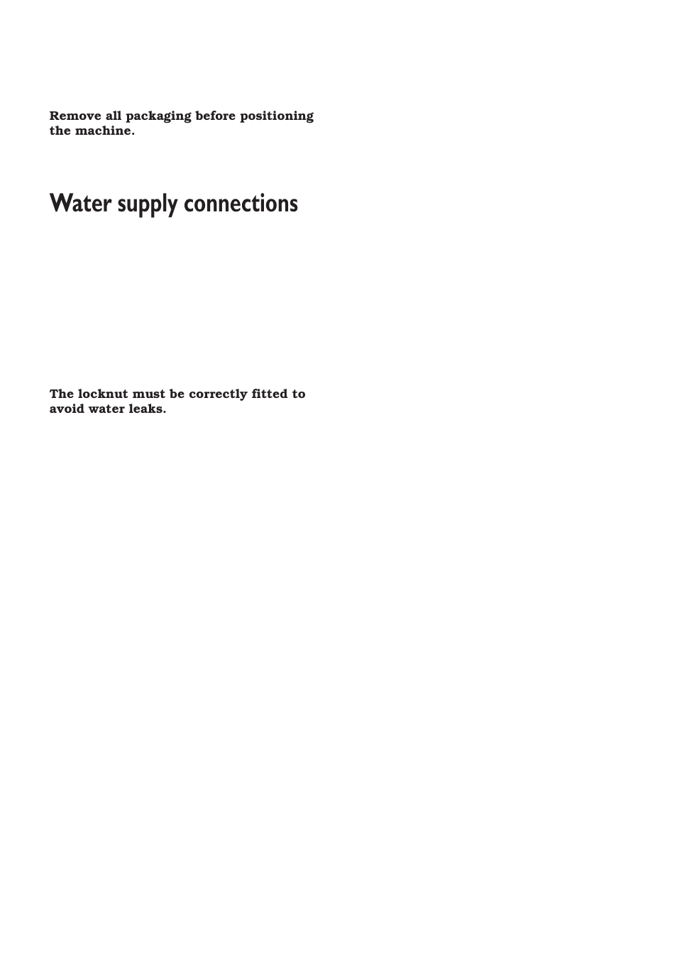 Water supply connections | Zanussi ZT 6810 User Manual | Page 26 / 32