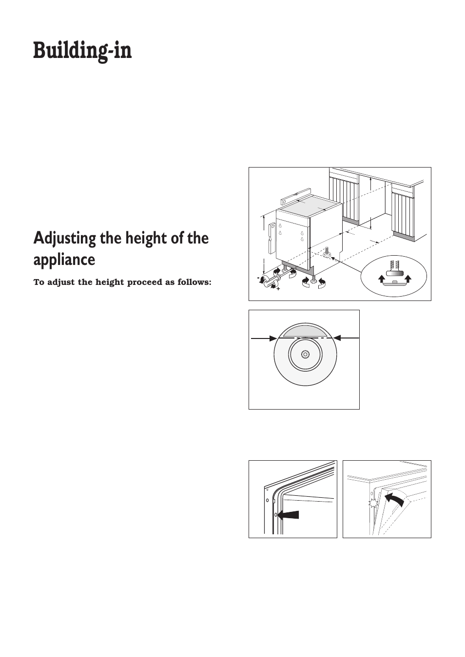 Building-in, Adjusting the height of the appliance | Zanussi ZT 6810 User Manual | Page 29 / 32