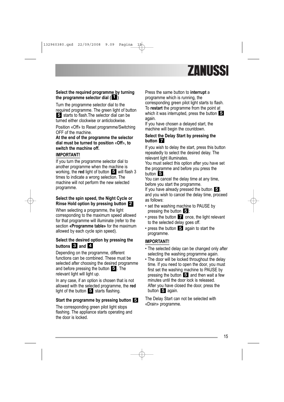 Zanussi ZWF 14070 G1 User Manual | Page 15 / 28