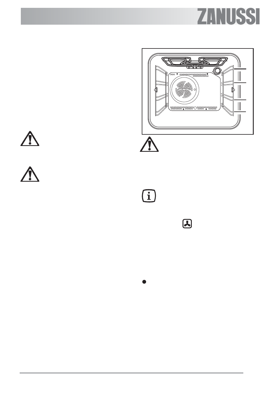 Using the oven, Fan cooking | Zanussi ZBF 560 User Manual | Page 15 / 36
