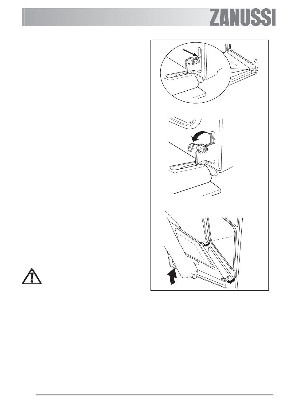 Cleaning the oven door | Zanussi ZBF 560 User Manual | Page 24 / 36