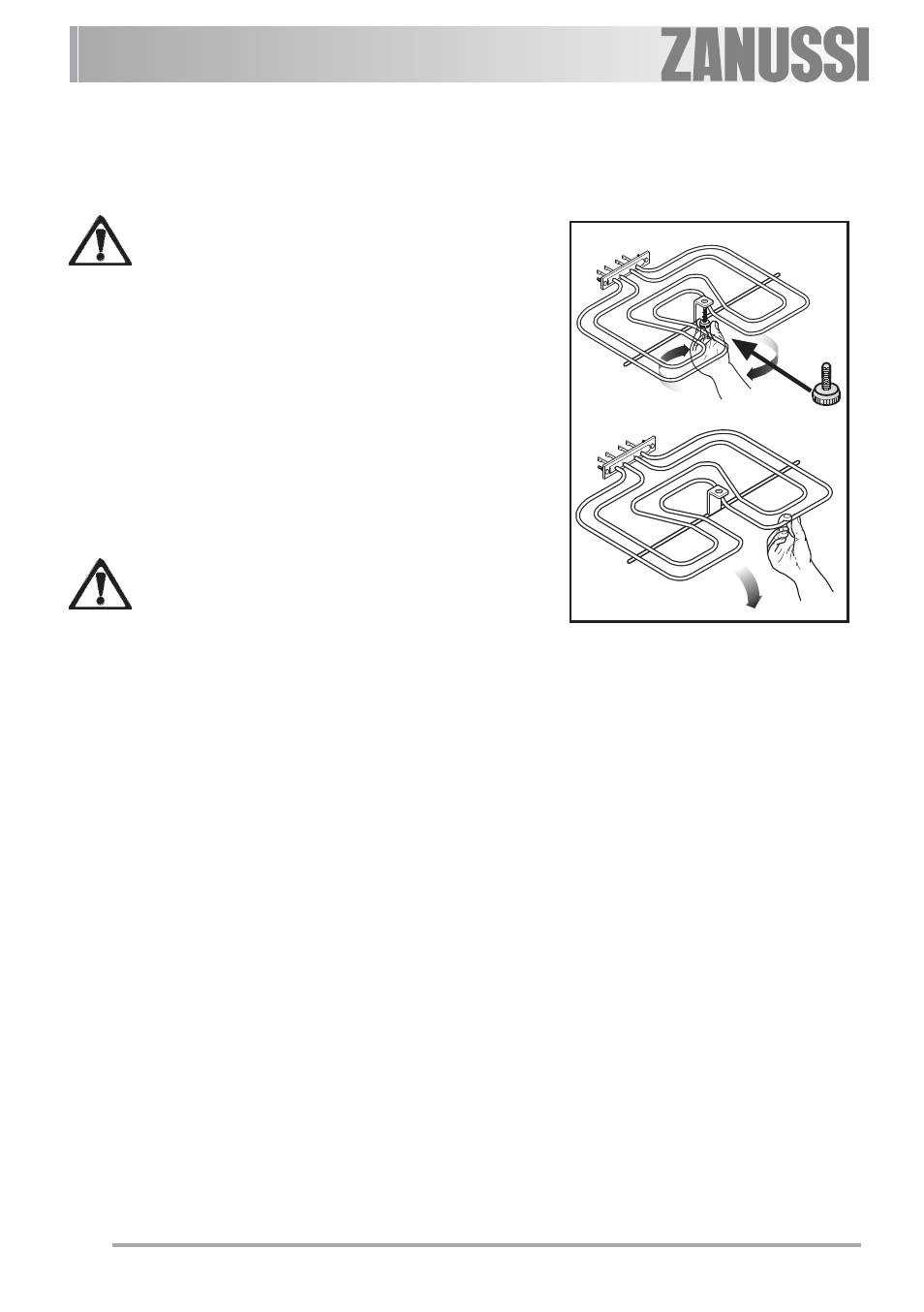 Grill heating element | Zanussi ZBF 560 User Manual | Page 26 / 36