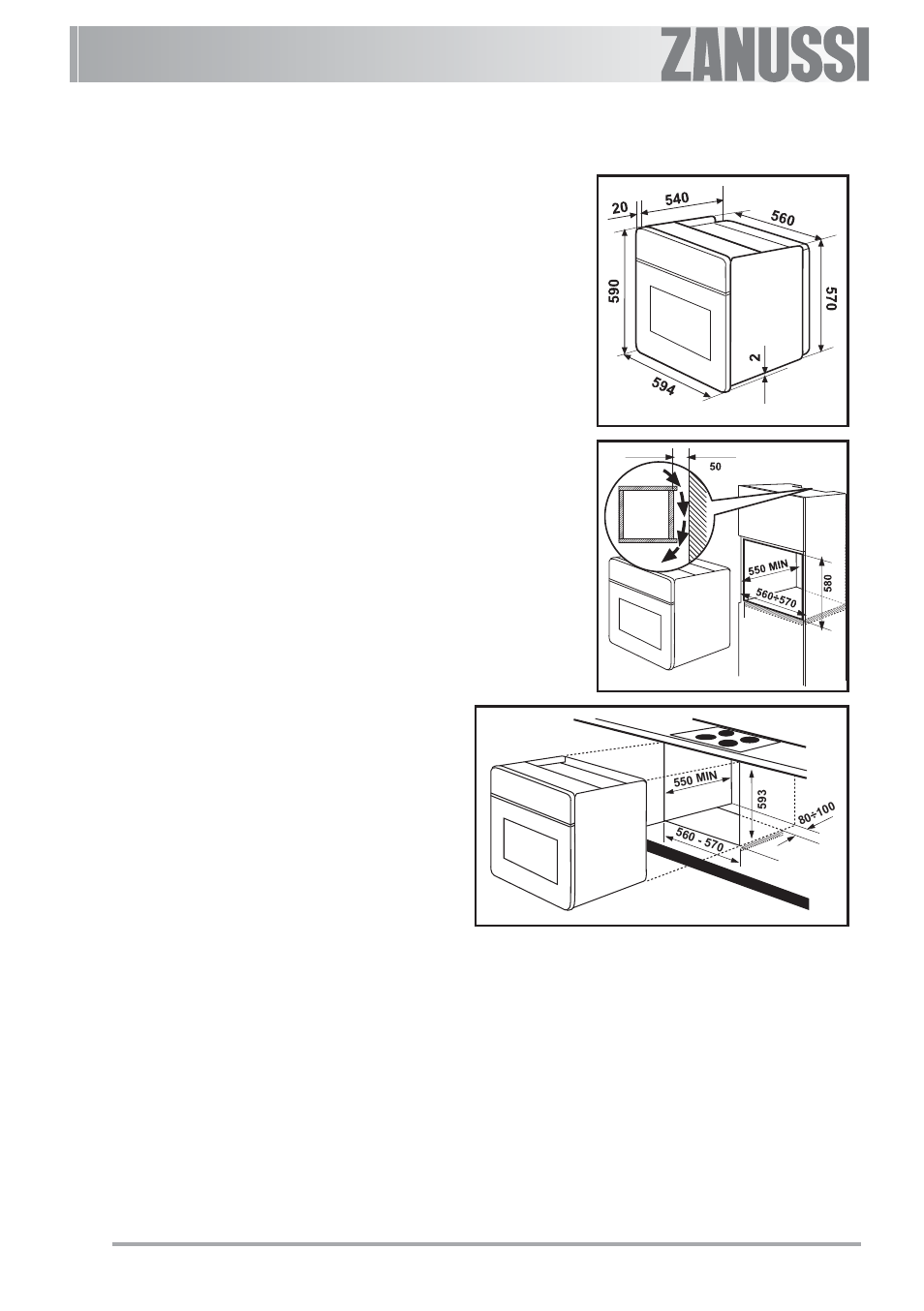 Instructions for building in, Building in | Zanussi ZBF 560 User Manual | Page 30 / 36