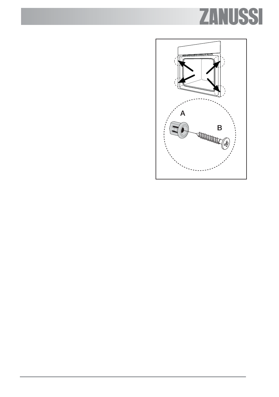 Securing the appliance to the cabinet | Zanussi ZBF 560 User Manual | Page 31 / 36