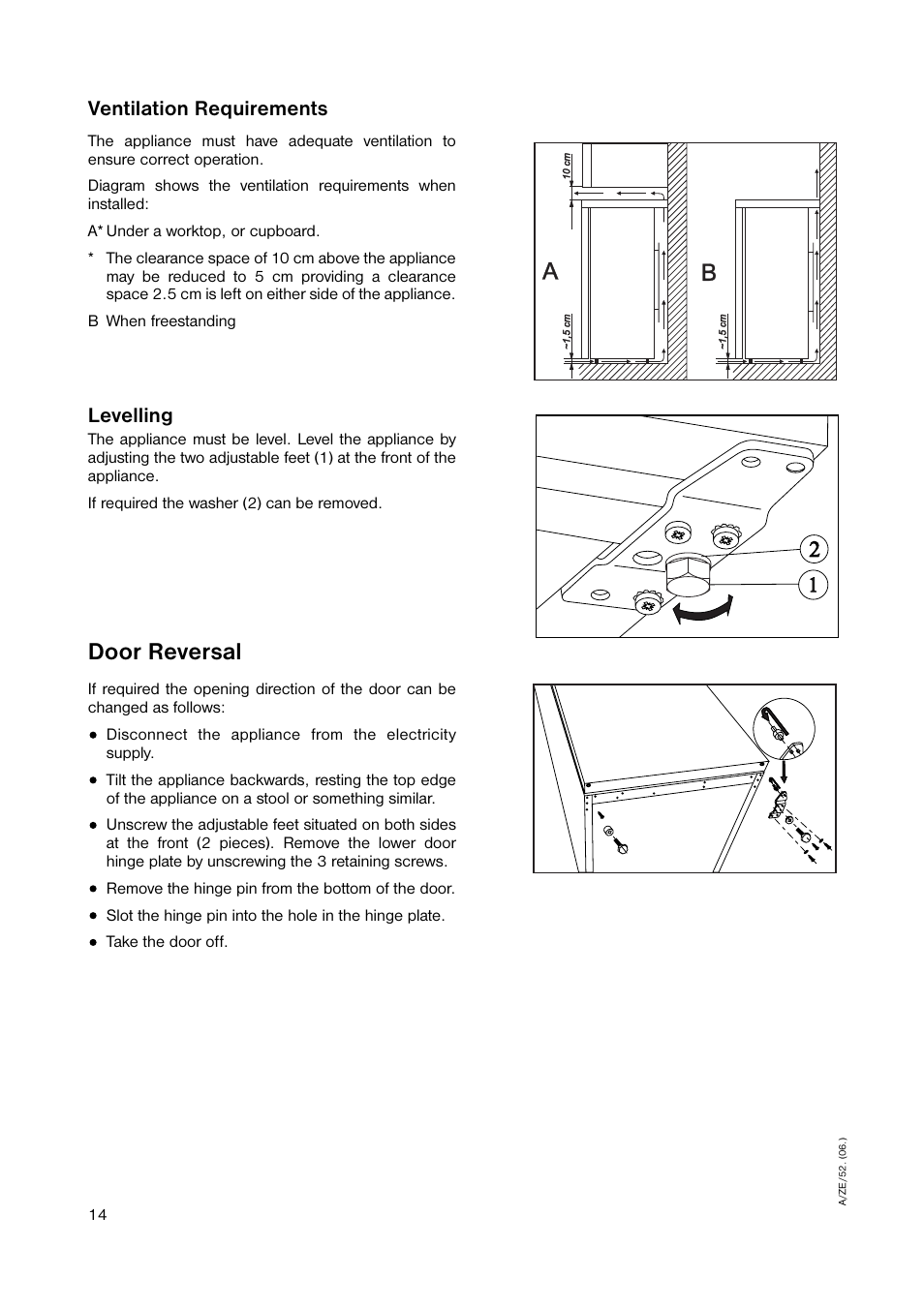 Door reversal | Zanussi ZUT 6245S User Manual | Page 14 / 16