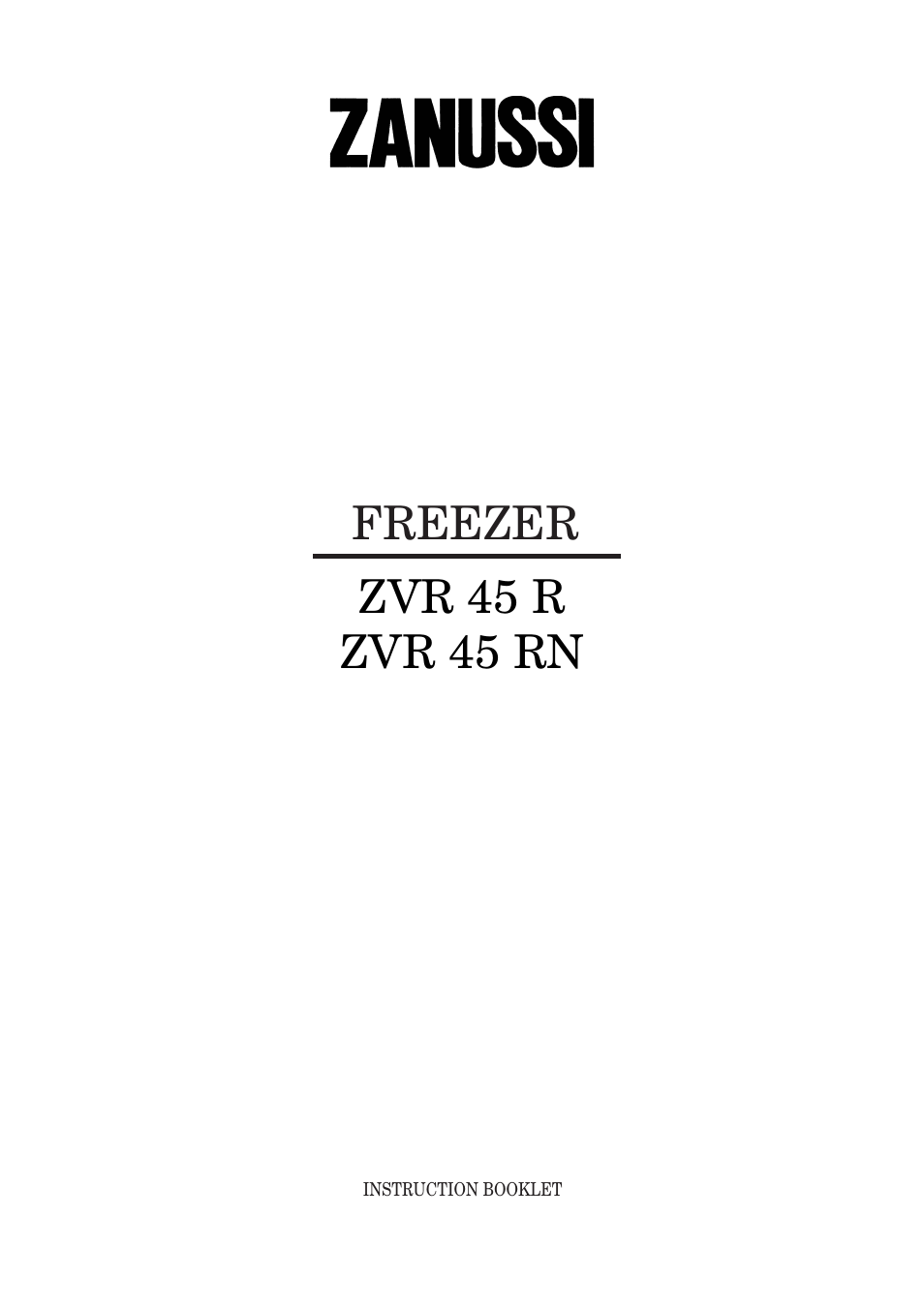 Zanussi ZVR 45 R User Manual | 20 pages