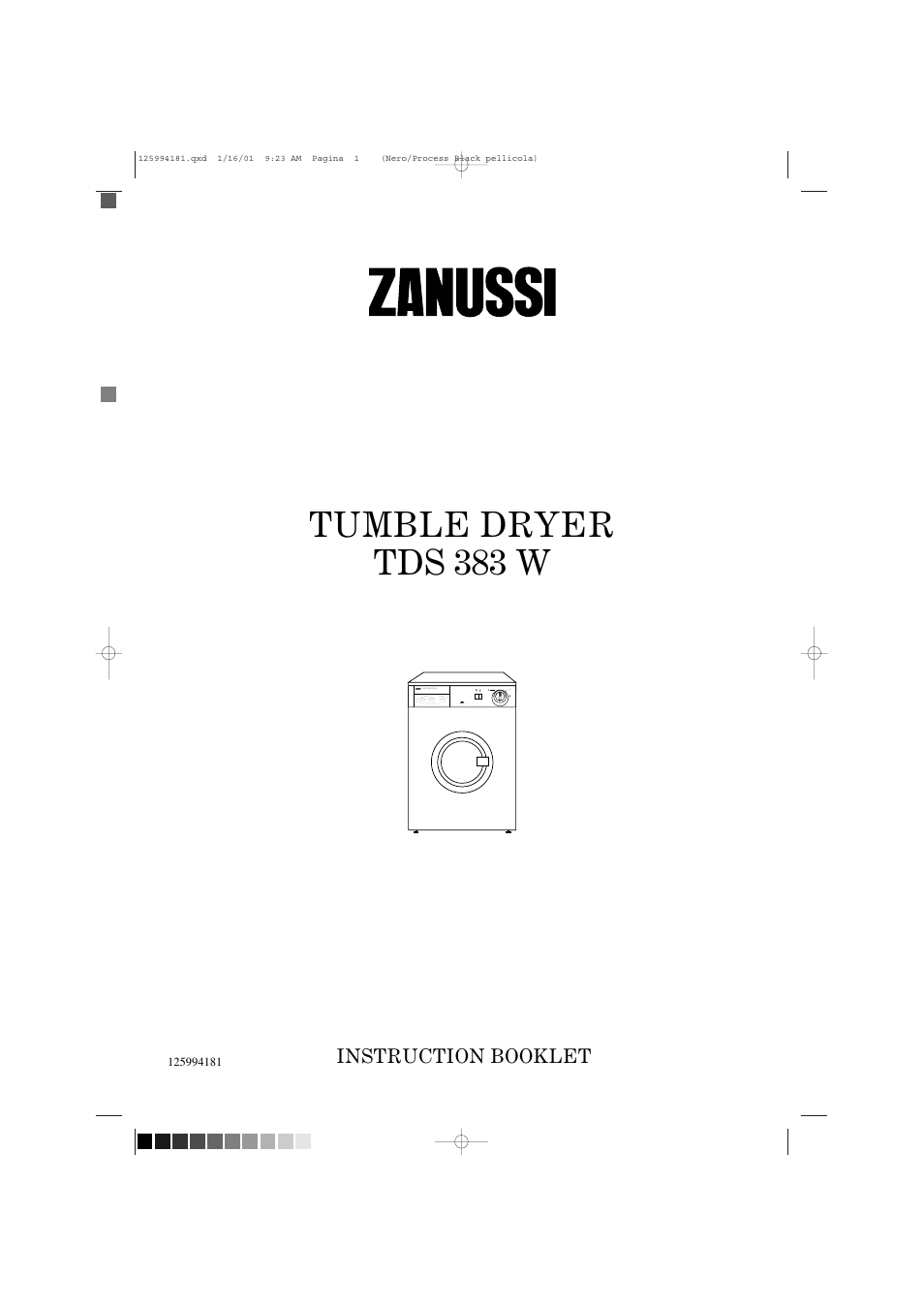 Zanussi TDS 383 W User Manual | 20 pages