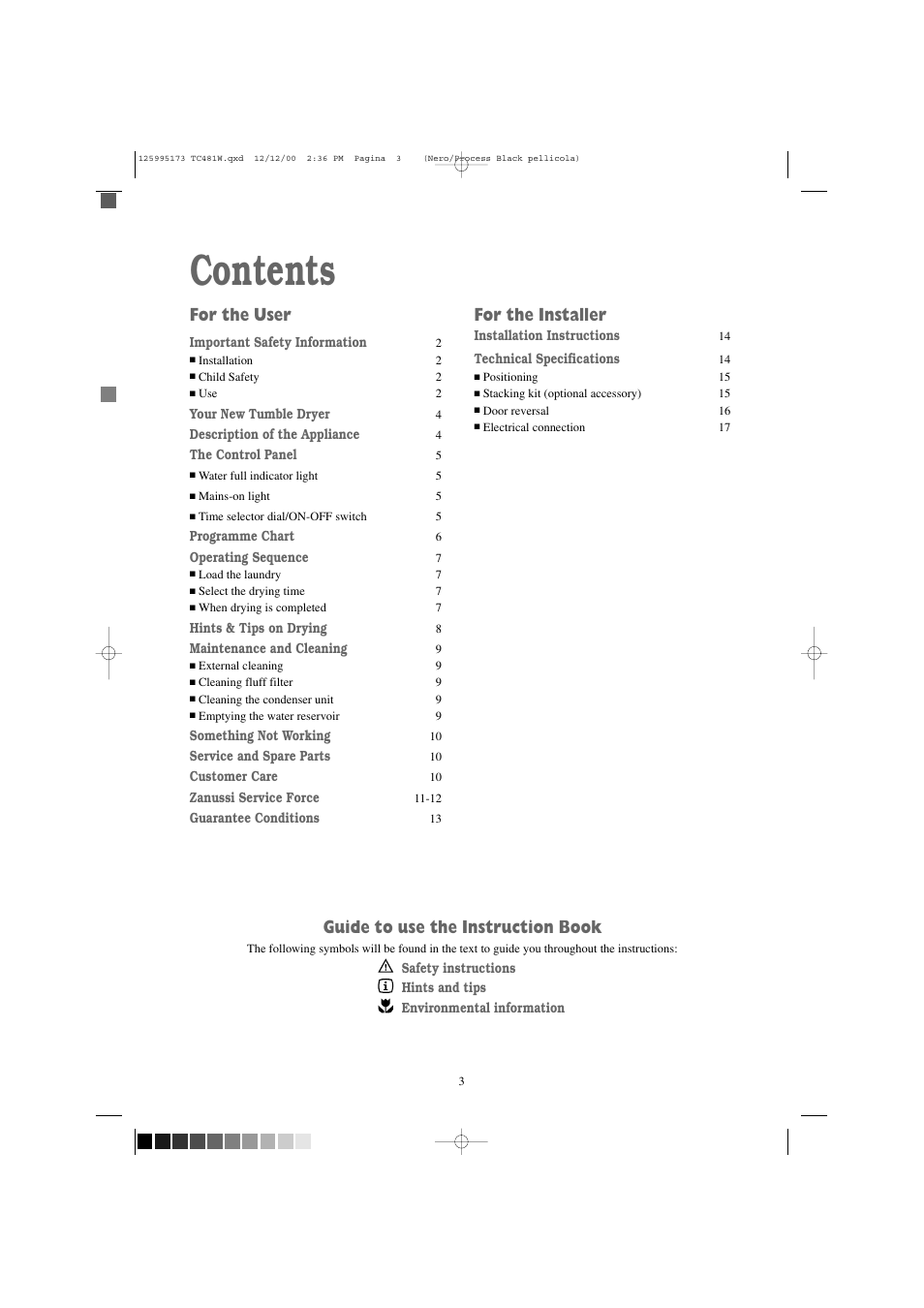 Zanussi TC 481 W User Manual | Page 3 / 18