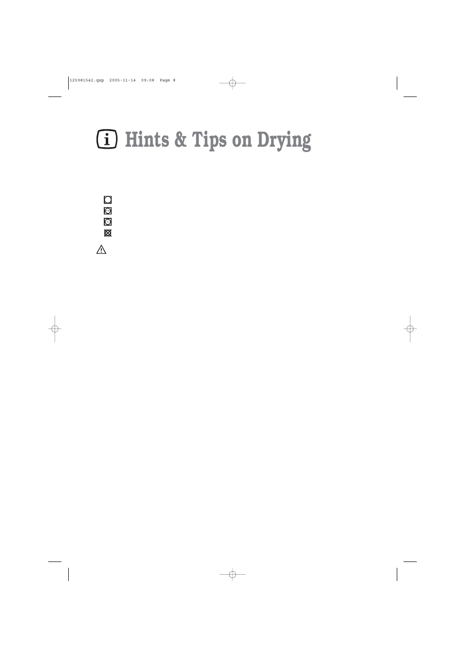 Hints & tips on drying | Zanussi TC 7103 S User Manual | Page 8 / 16