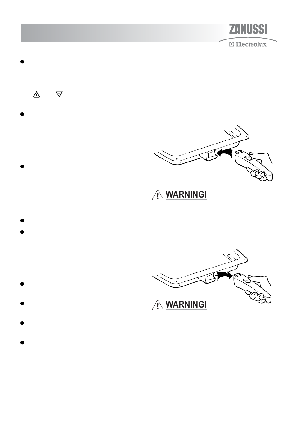 The grill pan and handle | Zanussi ZKT6050 User Manual | Page 15 / 40