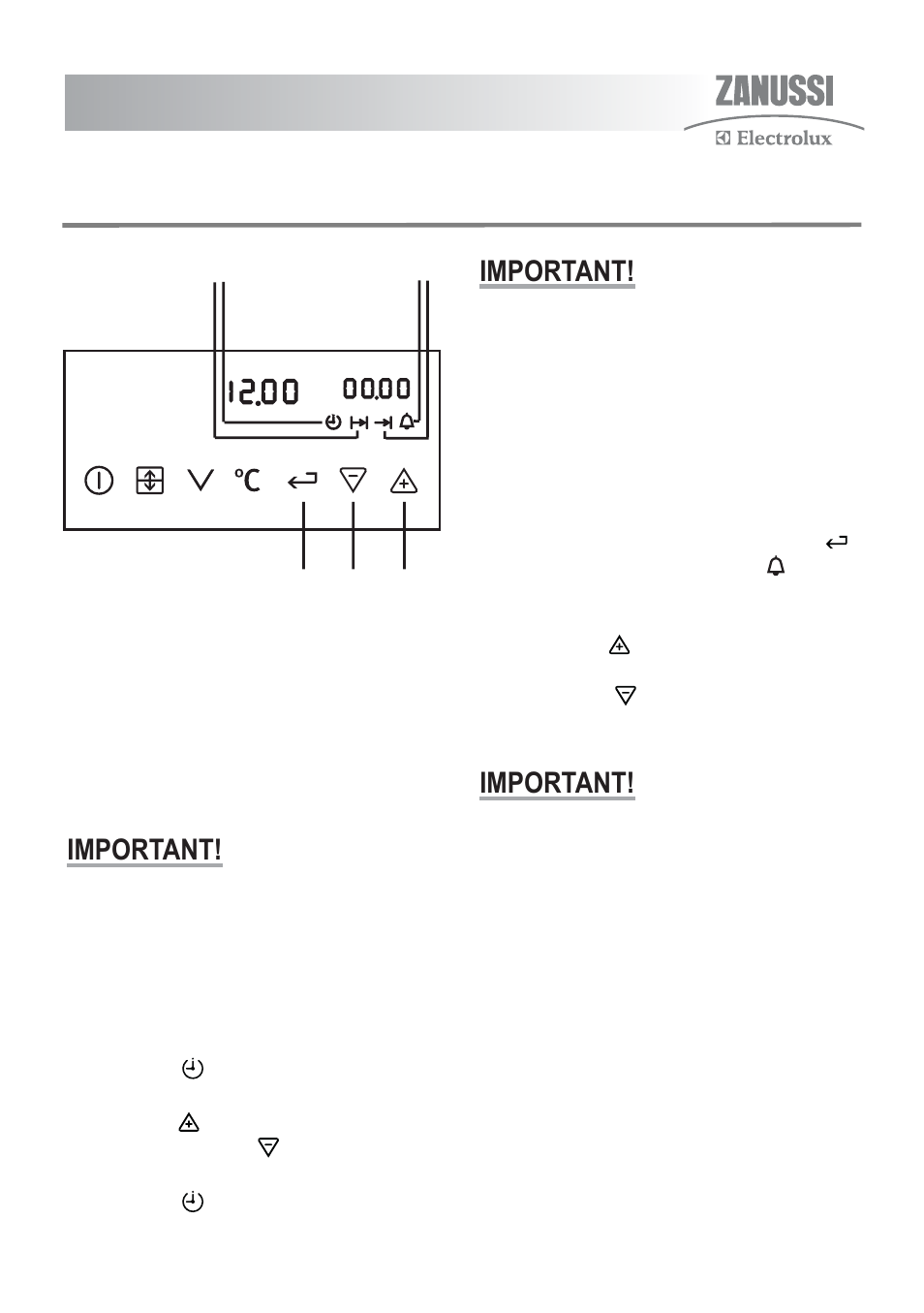 The electronic timer, Important | Zanussi ZKT6050 User Manual | Page 9 / 40