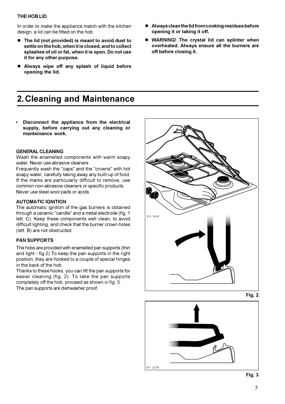 Cleaning and maintenance | Zanussi ZGF 647 User Manual | Page 5 / 16