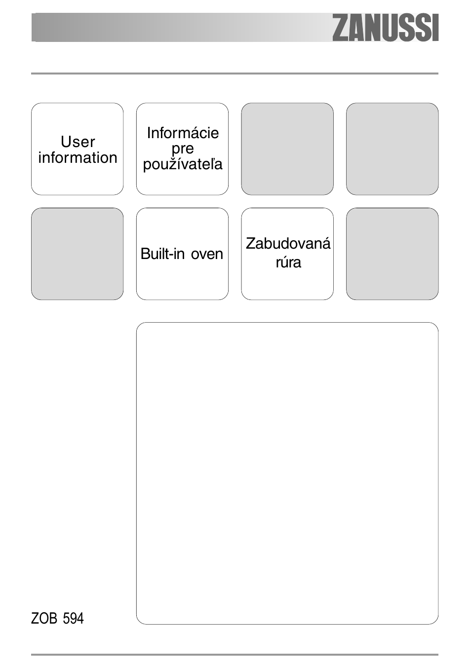 Zanussi ZOB 594 User Manual | 72 pages