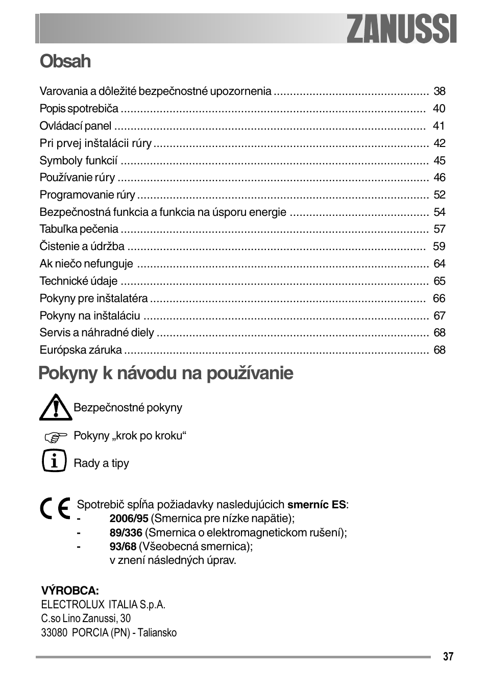 Zanussi ZOB 594 User Manual | Page 37 / 72