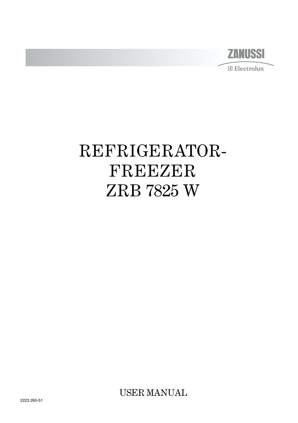 Zanussi ZRB 7825 W User Manual | 20 pages