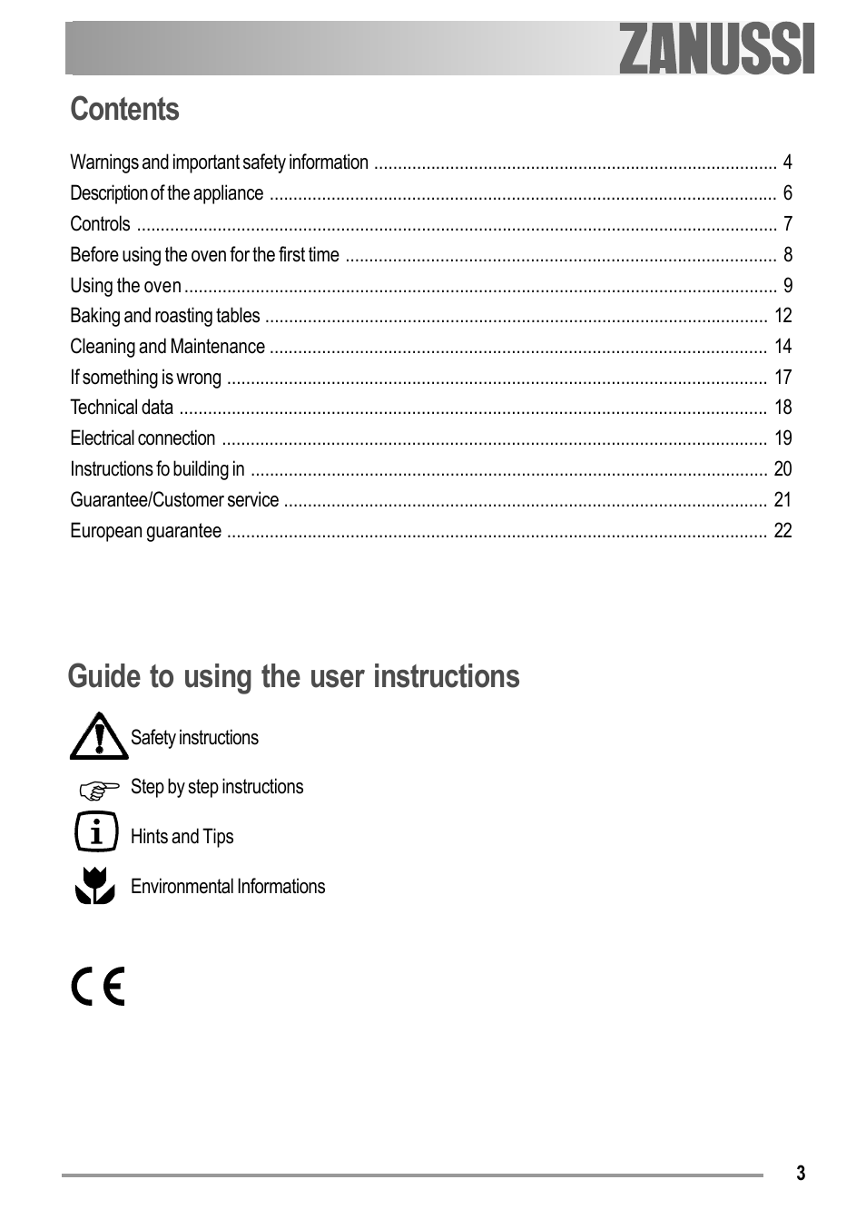 Zanussi ZOB 150 User Manual | Page 3 / 24