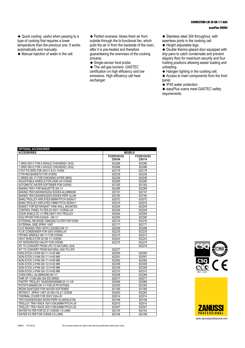 Zanussi | Zanussi EasyPlus FCZ201GCD User Manual | Page 2 / 3