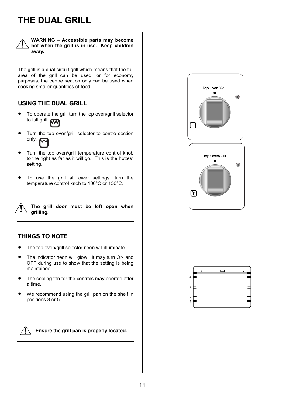 The dual grill | Zanussi ZOU 330 User Manual | Page 11 / 36