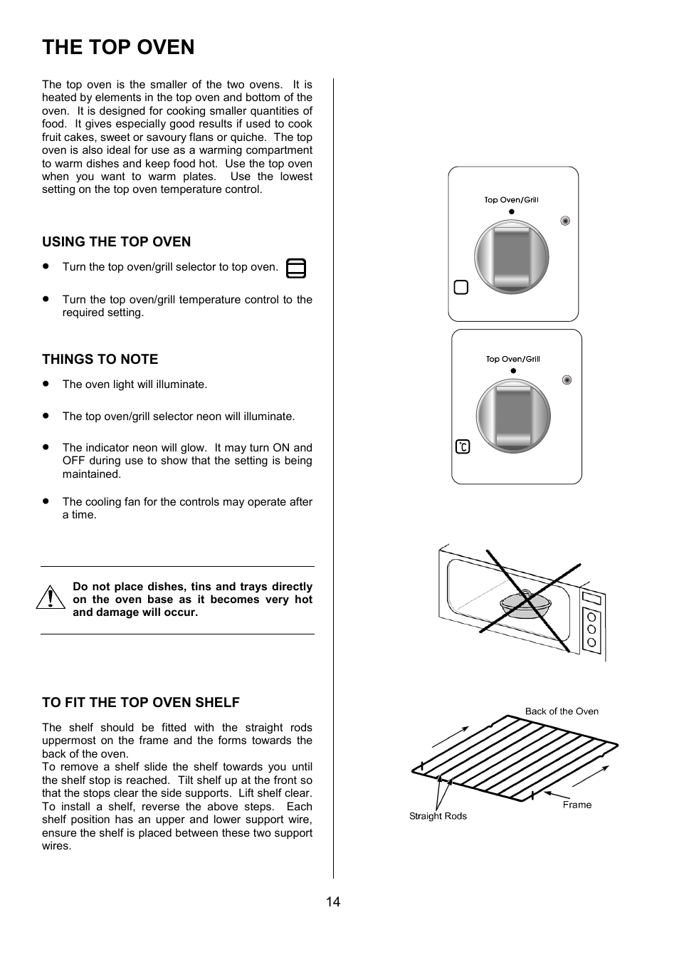 The top oven | Zanussi ZOU 330 User Manual | Page 14 / 36