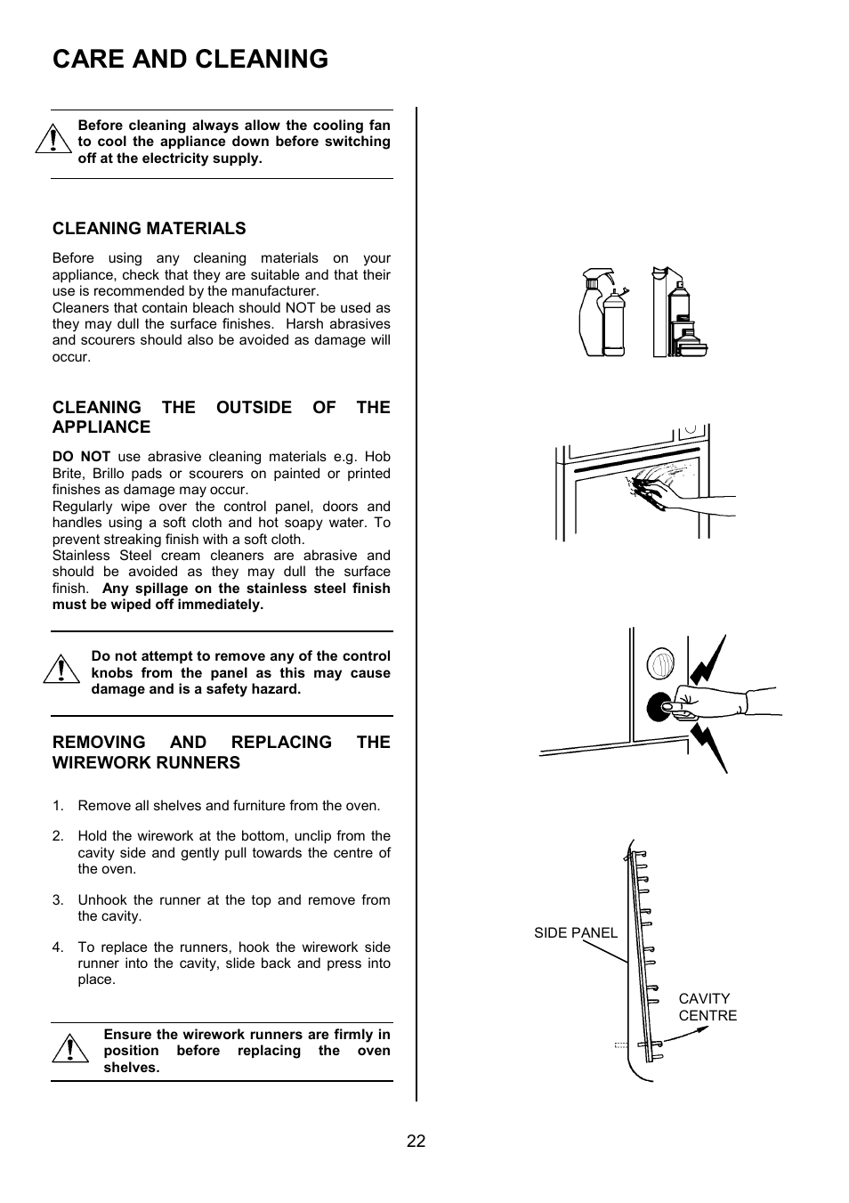 Care and cleaning | Zanussi ZOU 330 User Manual | Page 22 / 36