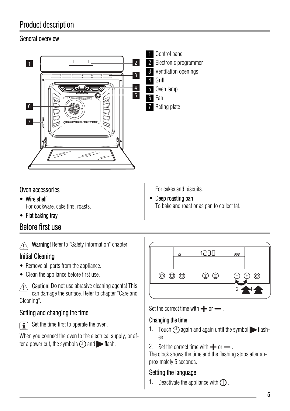 Product description, Before first use | Zanussi ZYB992 User Manual | Page 5 / 20