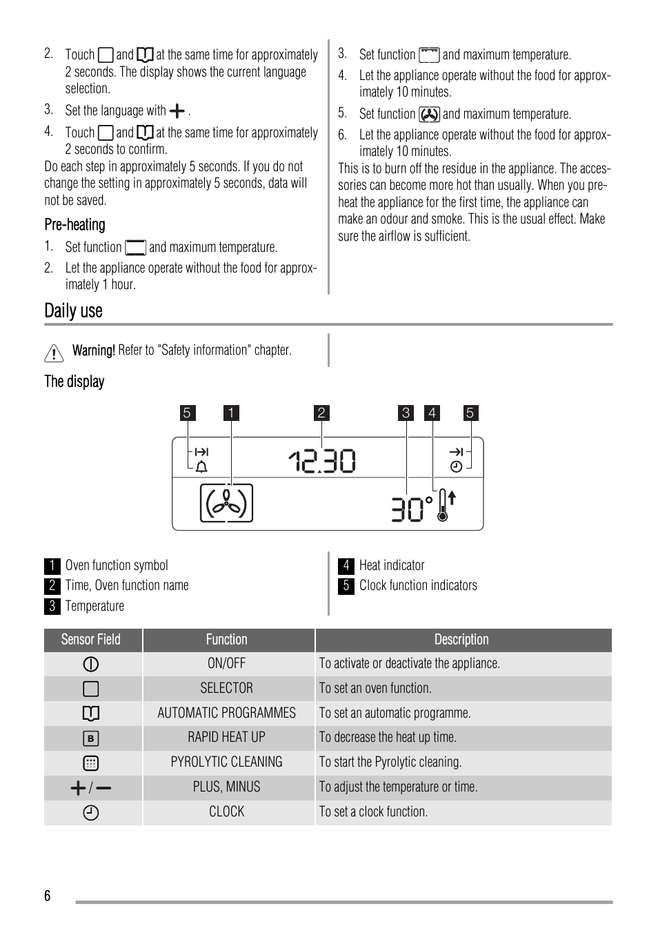 Daily use | Zanussi ZYB992 User Manual | Page 6 / 20